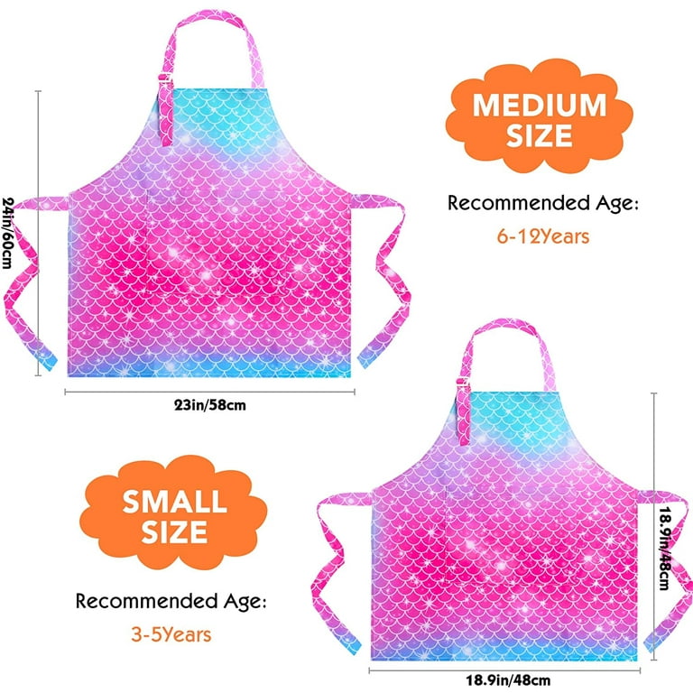 2 Pack Aprons for store Kids Girls Rainbow Uni