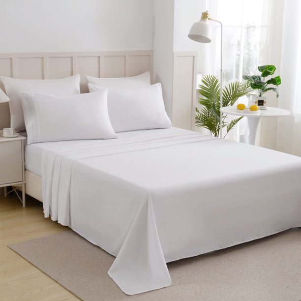 BLEUM CADE Full Size Bed Sheet Deep Pocket，4 Pieces Ultra Soft
