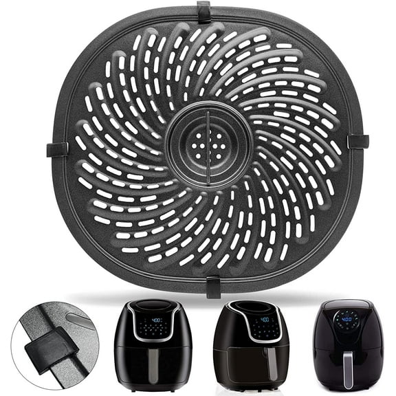 Air Fryer Replacement Parts for Vortex 7 QT Air Fryer, Oval 10.1''*9.3'' Food Grade Stainless Steel Air Fryer Accessories Grill Pan Grill Plate Crisper Plate Tray Rack with Rubber Bumpers