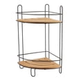 thumbnail image 6 of Freestanding Metal Wire Corner Shower Caddy - 2 Bamboo Shelves Brown-Black, 6 of 7
