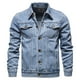 thumbnail image 3 of Men's Casual Workwear Long Sleeve Lapel Collar Denim Jacket Loose Multi Pocket Jacket Denim L, 3 of 4