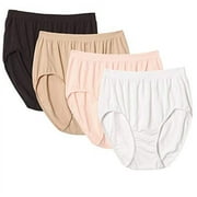 Bali Women`s Comfort Revolution Microfiber Seamless Brief (Pack of 4) (1 White / 1 Black / 1 Light Beige / 1 Nude)