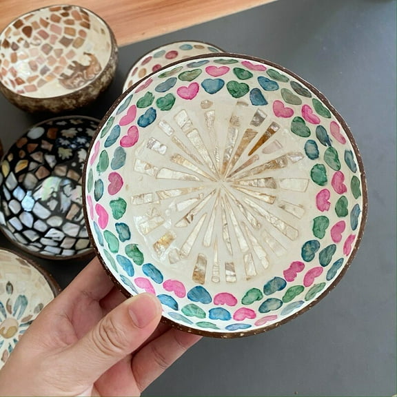 Coconut Shell Bowl Decorative Key Tray Entryway Organizer Natural Storage Dish Handmade Nordic Style Home Decor Accessory