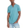 thumbnail image 1 of Kenneth Cole - Camiseta henley con ojales para hombre, verde, grande, 1 of 1