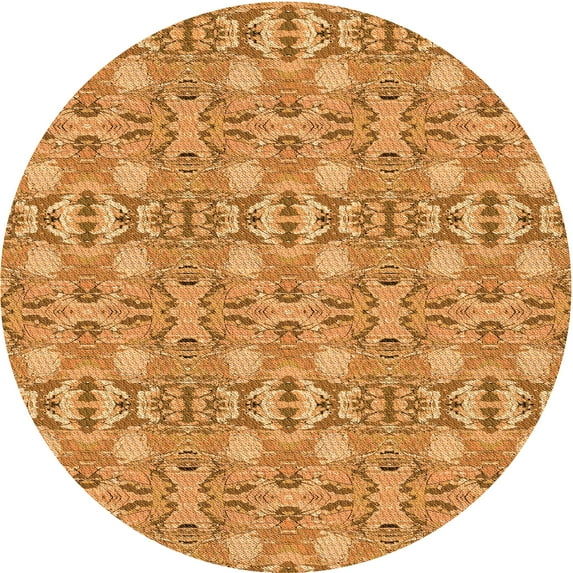 Ahgly Company Indoor Round Patterned Beer Orange Area Rugs, 5' Round