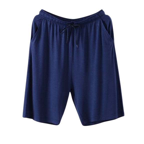 YABCSAZ Men's Solid Color Pajama Shorts Knee-Length Sleep Shorts with Pockets Elastic Waist Drawstring Lightweight Casual Shorts for Summer Lounge Shorts, Gifts for Women