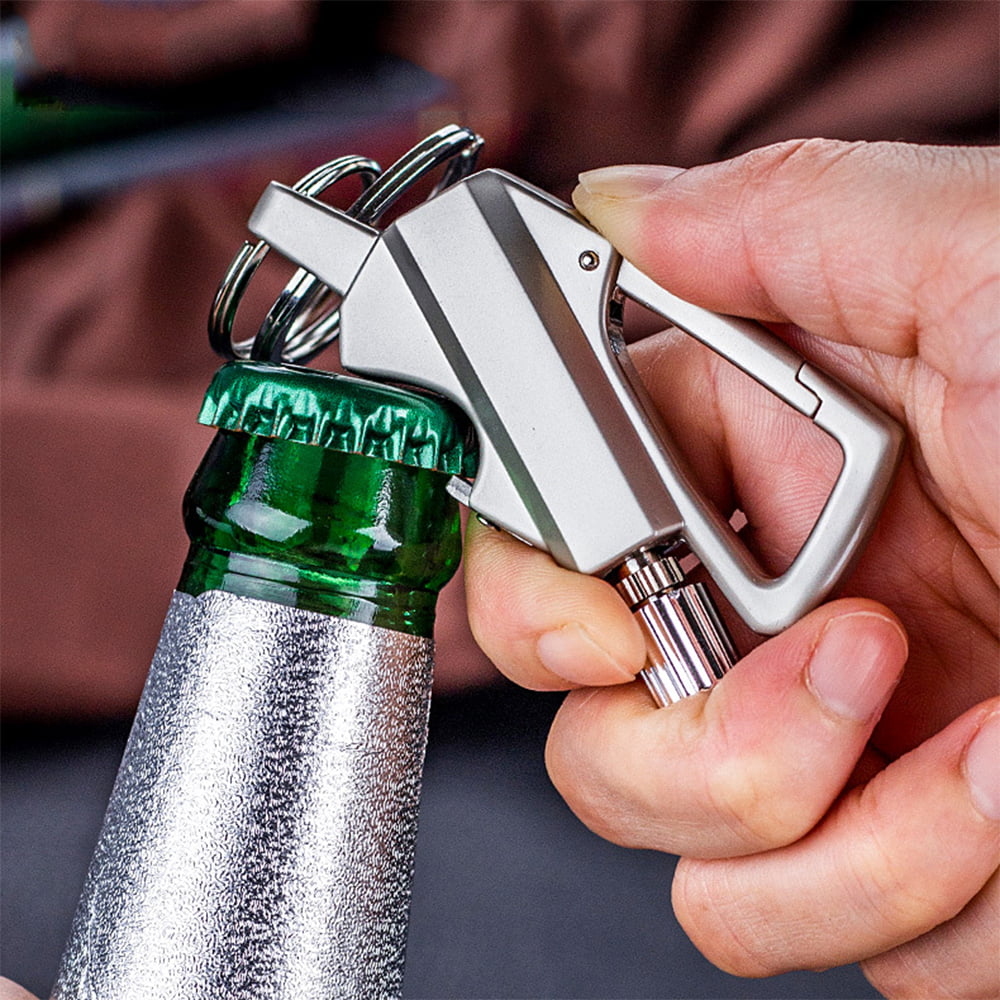 1/2PC Keychain Lighter Fire Starter Multitool with Flint Metal Matchstick Bottle Opener Mountaineering Buckle Mini Flashlight Car Key Rings Refillable Lighter 