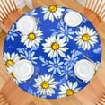 thumbnail image 2 of Blue Daisy Flower Lightblue Petals Pattern Round Fitted Tablecloth with Elastic Edge,Dining Table Cover Waterproof,Outdoor Round Tablecloth for Camping,Dining,Indoor and Outdoor, 2 of 7