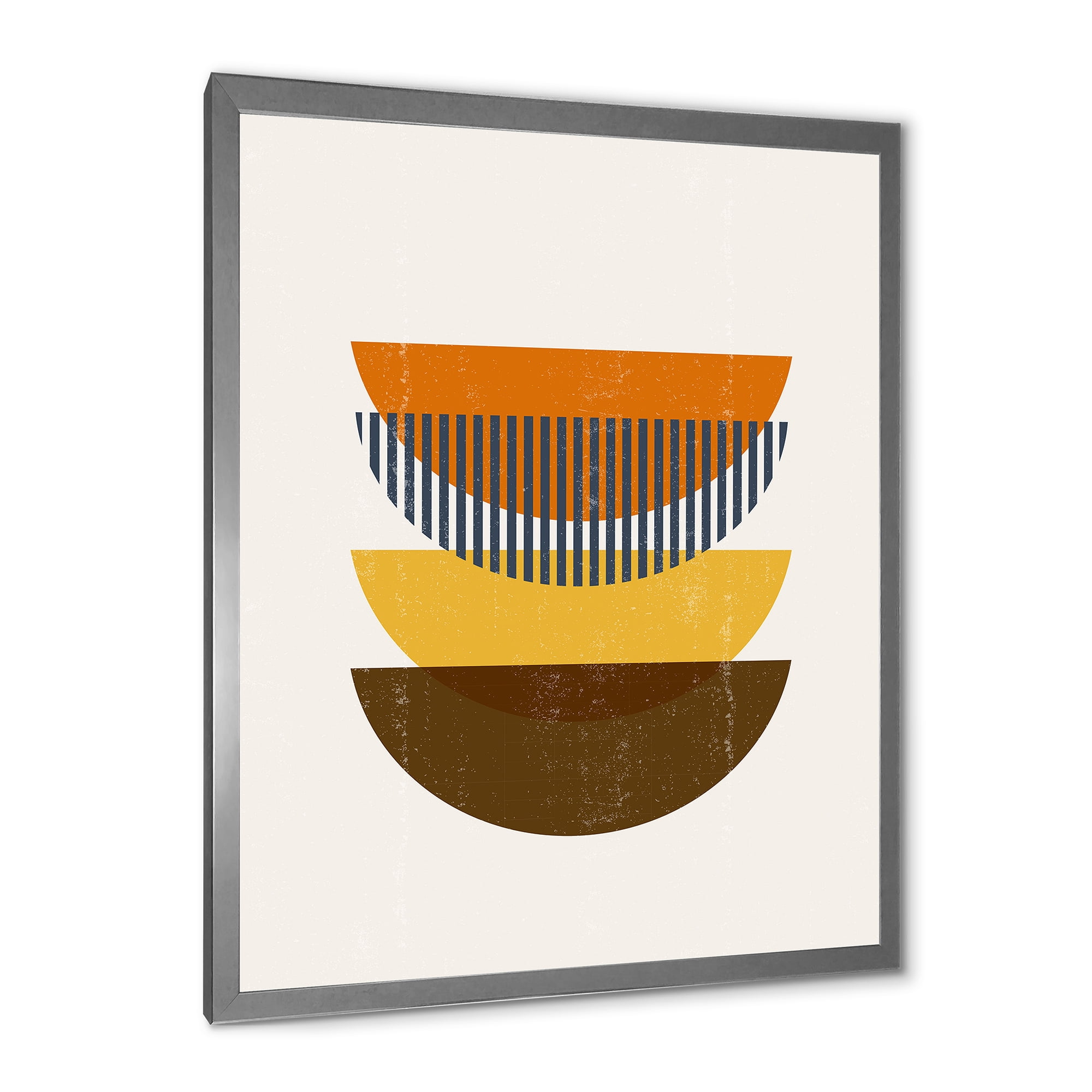 Designart 'Abstract Moon Geometric In Earth Tones' Modern Framed Art Print