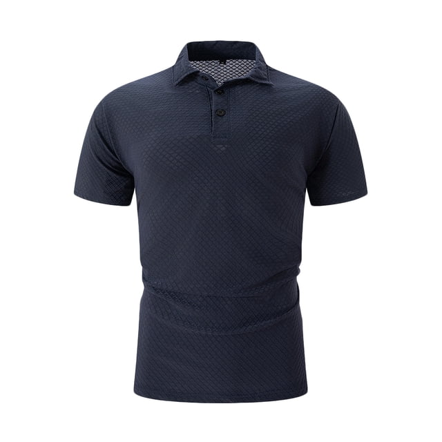 ylioge Mens Short Sleeve Golf T Shirts Lightweight Athletic Workout Pullover Tees Tops Button Collared Solid Color Breathable Textured Tshirts