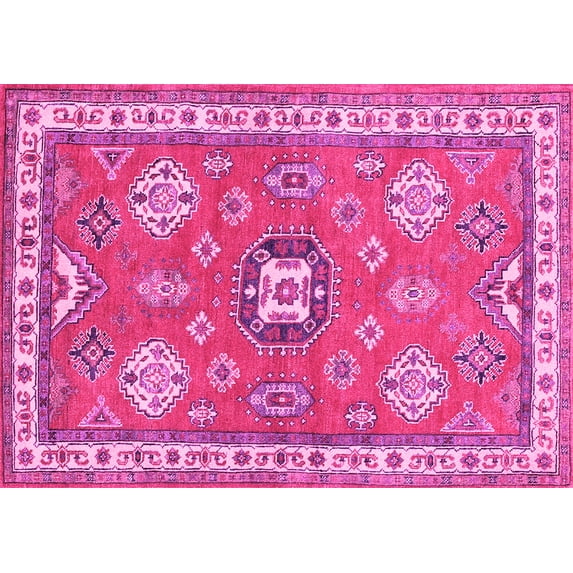Ahgly Company Indoor Rectangle Geometric Pink Traditional Area Rugs, 8' x 10'