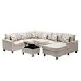 thumbnail image 5 of Pemberly Row Beige Fabric 7Pc Reversible Chaise Sectional Sofa Storage Ottoman, 5 of 11
