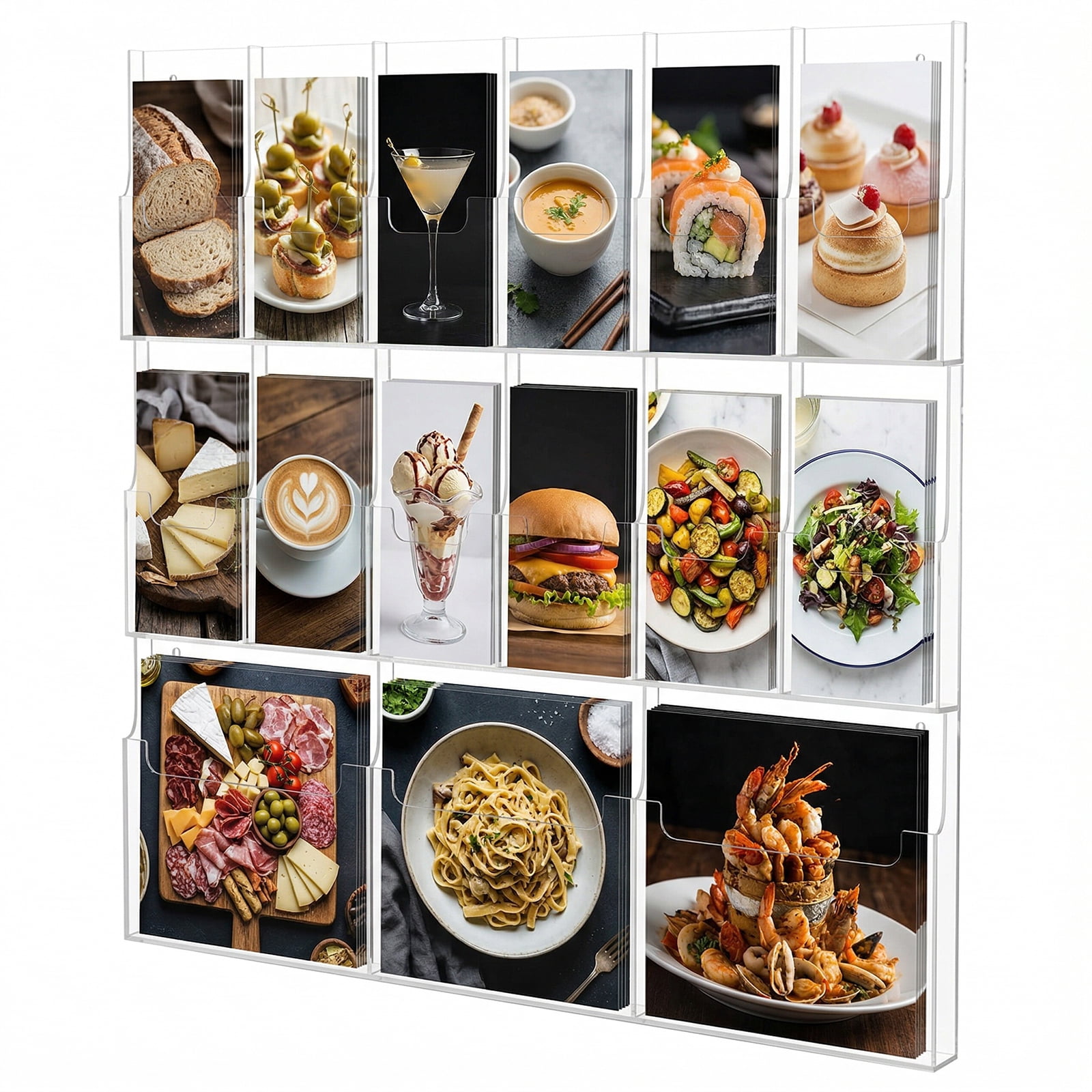 SHegdu 15 Slot Acrylic Brochure Pamphlet Holder Wall Mount Acrylic Trifold Brochure Holder 3 Magazine 12 Pamphlet Pockets Wall Pocket Organizer 10/5inches for Home Office