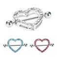 thumbnail image 2 of GKNET Heart Shaped Nipple Nipple Ring Steel Barbell Piercing Delicate Jewelry Beach S-1pair-Pink, 2 of 7