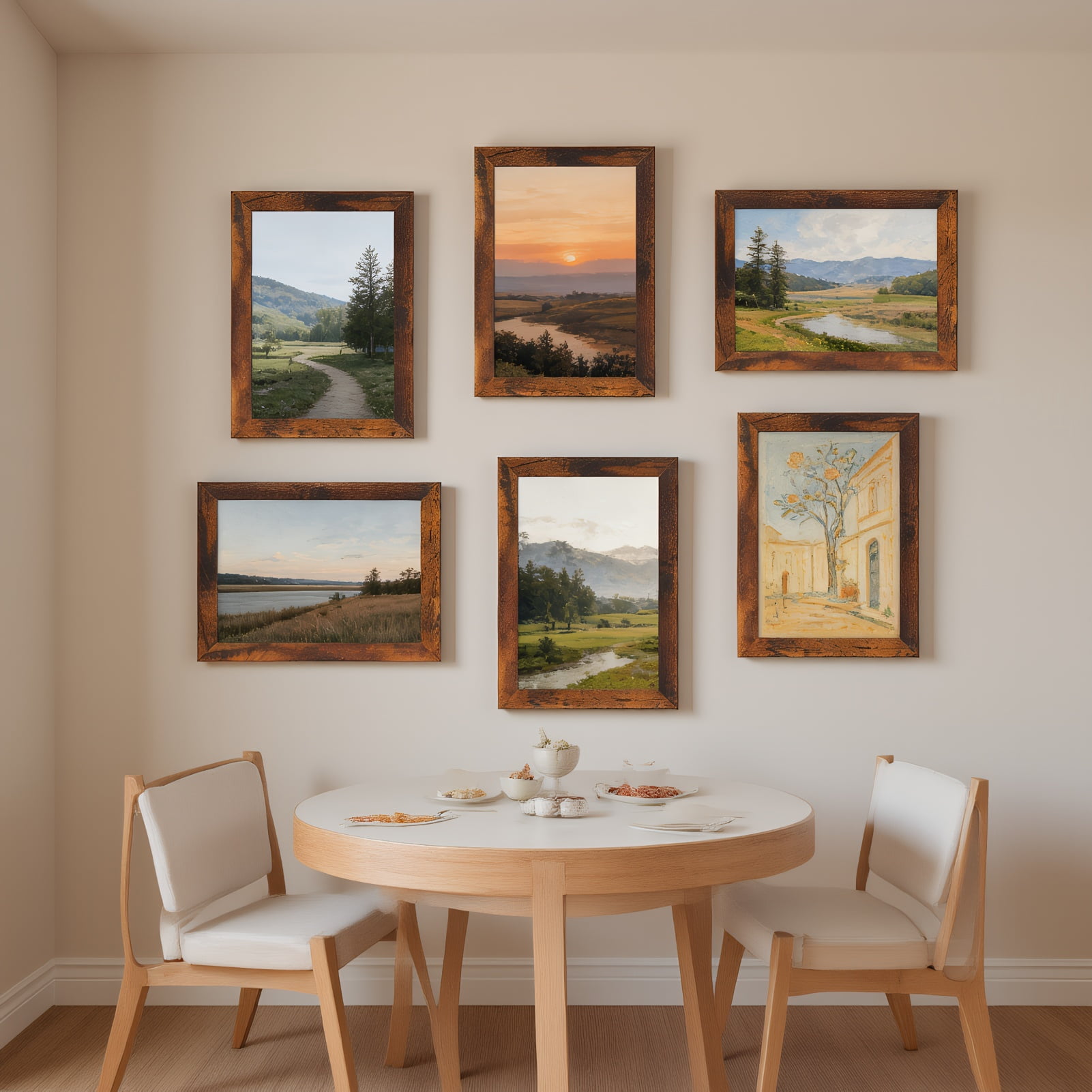 5x7 Picture Frame Set of 18, Vintage Style Textured MDF Frame with Easel Stand, Brown