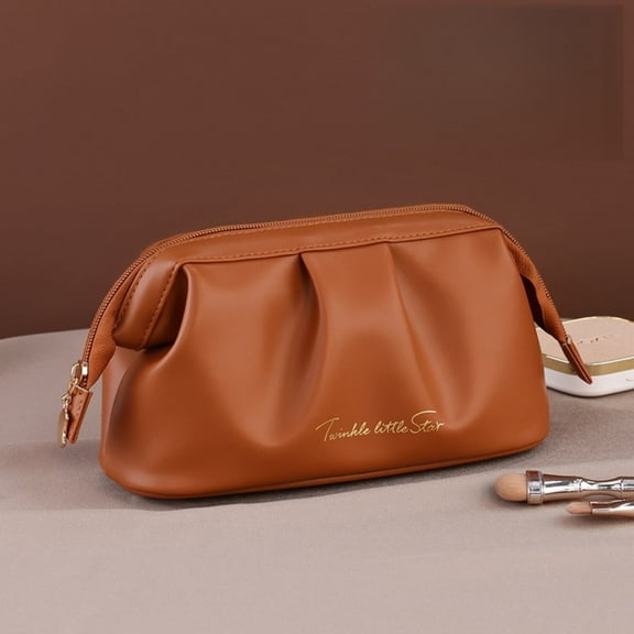 Travel Makeup Bag Women Cosmetic Organizer Toiletry Pouch Large Storage Multiple Pockets Leather Zippered Purse Accessories