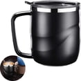 thumbnail image 3 of Taza de café de acero inoxidable con aislamiento al vacío, tapa y asa para beber sobre la marcha, regalo perfecto para la oficina o el hogar para los amantes del té y el agua, 3 of 7