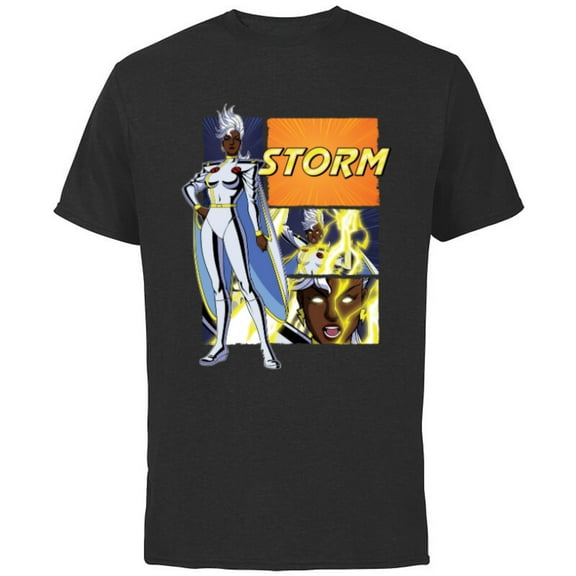 Marvel Studios X-Men ’97 Storm Lightning Logo Action Panels- Short Sleeve Cotton T-Shirt for Adults - Customized-Black