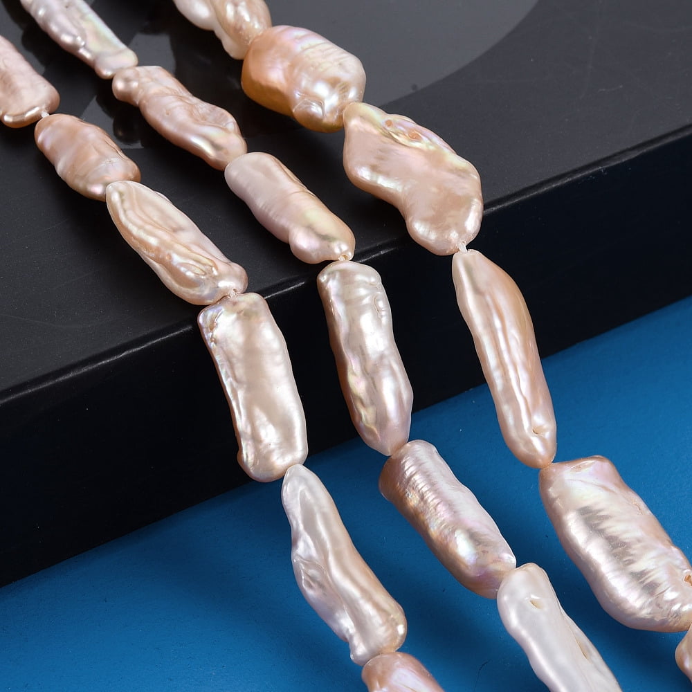 Natural Keshi Pearl Beads Strands Cultured Freshwater Pearl Nuggets PeachPuff 15~34x6~12x4~7mm Hole: 0.6mm about 14~20pcs/strand 14.96 inch(38cm)