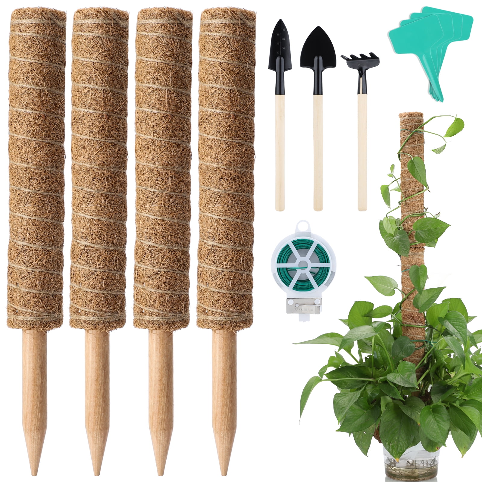 Moss Pole for Indoor Monstera Garden Plant Support, 4 Pack