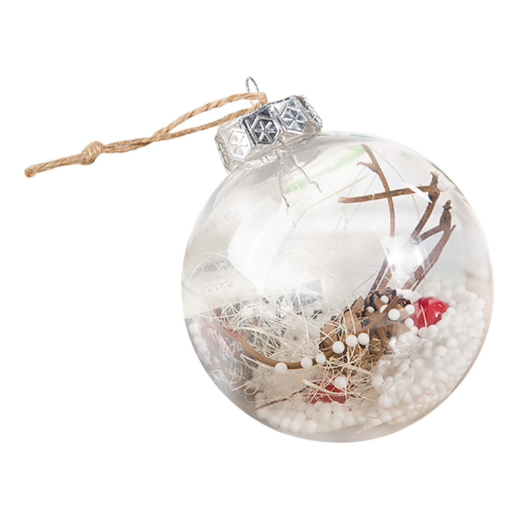 Wettarn 50 Pcs Clear Plastic Ornaments with Lid Rope Hanging Christmas  Fillable Balls Ornament for DIY Crafts Christmas Tree Xmas Holiday Party