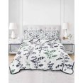 thumbnail image 2 of Full Size Quilt Bedding Set, Green Grey Botanical Reversible Summer Quilt 3 Pieces, Watercolor Spring Floral Summer Leaf Lightweight Bedspreads Coverlets with 2 Pillow Shams for All Seasons, 2 of 5
