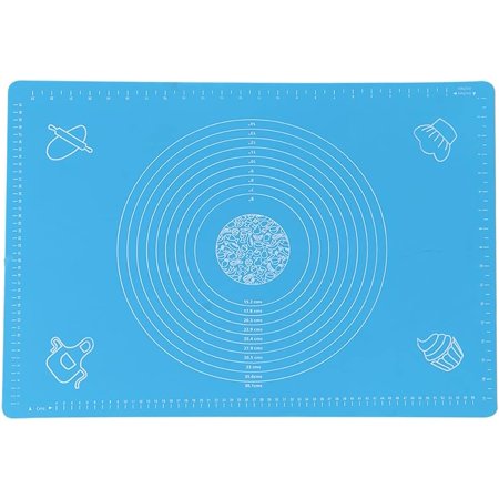 64x45cm Silicone Baking Mat with Scale Kitchen Pastry Dough Rolling Mat Heat Resistance Pad Oven Liner Cookie Sheet Pie Crust Making Easy Clean Kneading Matts Counter(Blue)