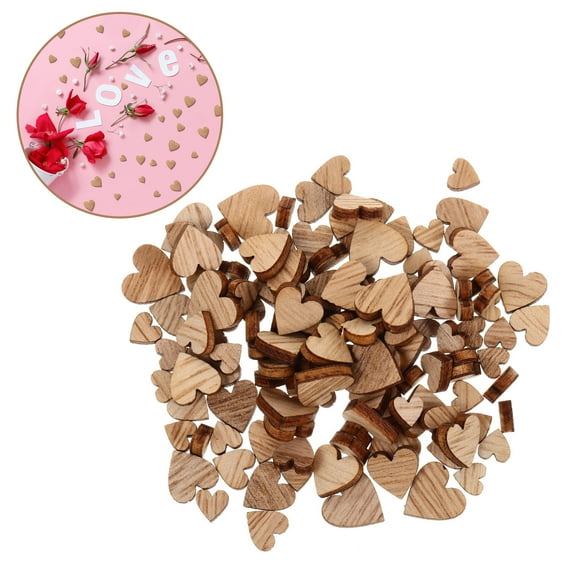 100pcs Unfinished Wooden Heart Slices Crafts DIY Valentines Heart Ornaments Wood Heart Shaped Decorations for Holiday and Party
