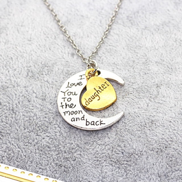 I You To The Moon And Back Engraved Celestial Pendant Necklace For Sentimental