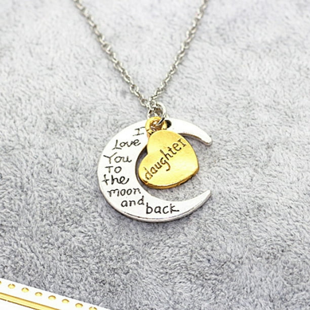 Sayhi Sayhi I Love You To The Moon And Back Engraved Silver Moon Pendant Necklace Mum Walmart Com Walmart Com
