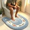 thumbnail image 6 of PONPRNGY Soft Floral Non-Slip Toilet Contour Rug, Contour Bath Rug, Soft Shaggy U-Shaped Toilet Floor Mat for Bathroom, Blue, 6 of 7