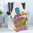 thumbnail image 4 of Tea Soft Flannel Fleece Throw Blanket, Pastel Books About Magic Fairy Tales Butterflies with Pastries Girls Inspiration, Cozy Plush for Indoor and Outdoor Use, 50" x 60", Multicolor, by Ambesonne, 4 of 5