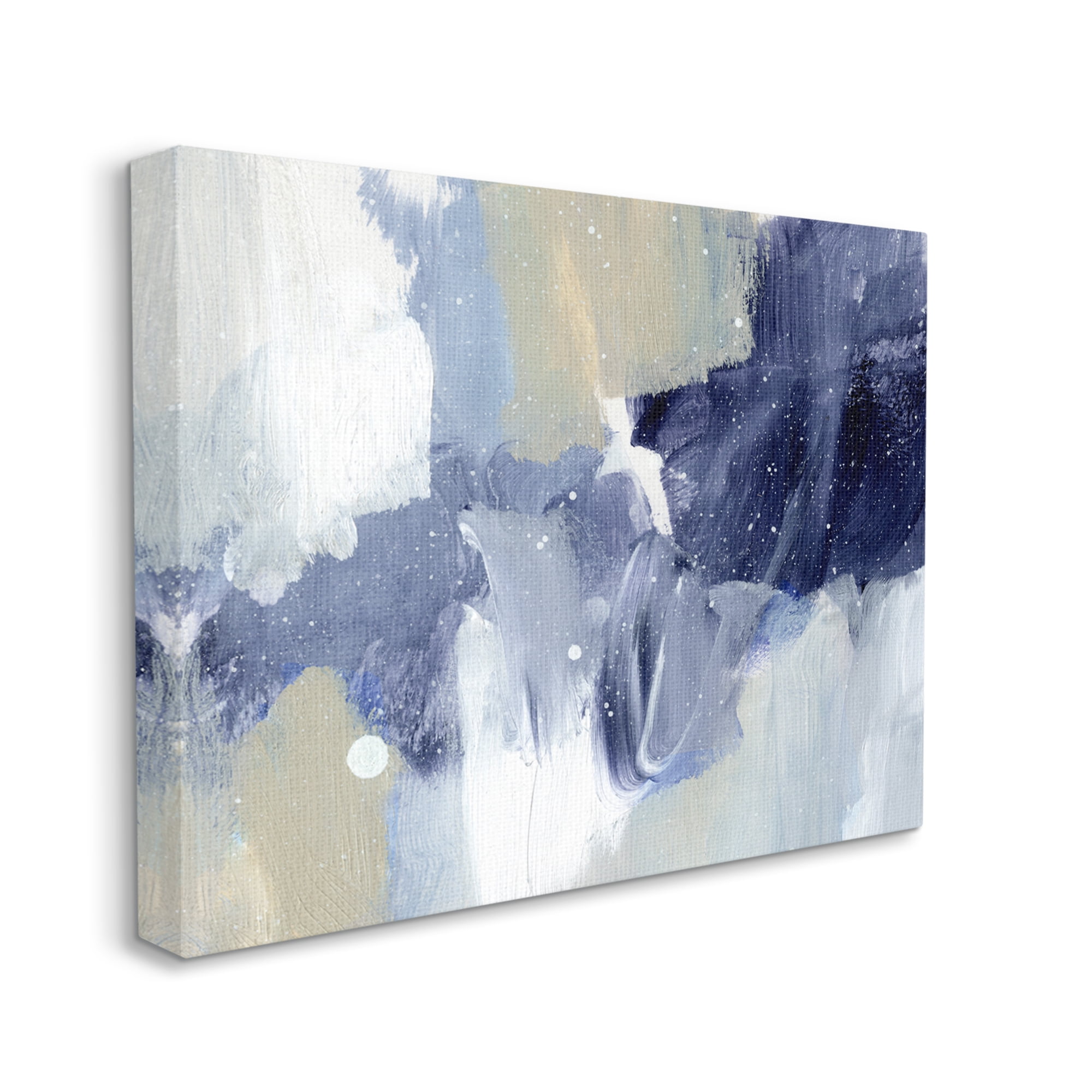 Stupell Industries Winter Ice Abstract Painting Modern Blue Beige Composition, 48 x 36,Design by Annie Warren