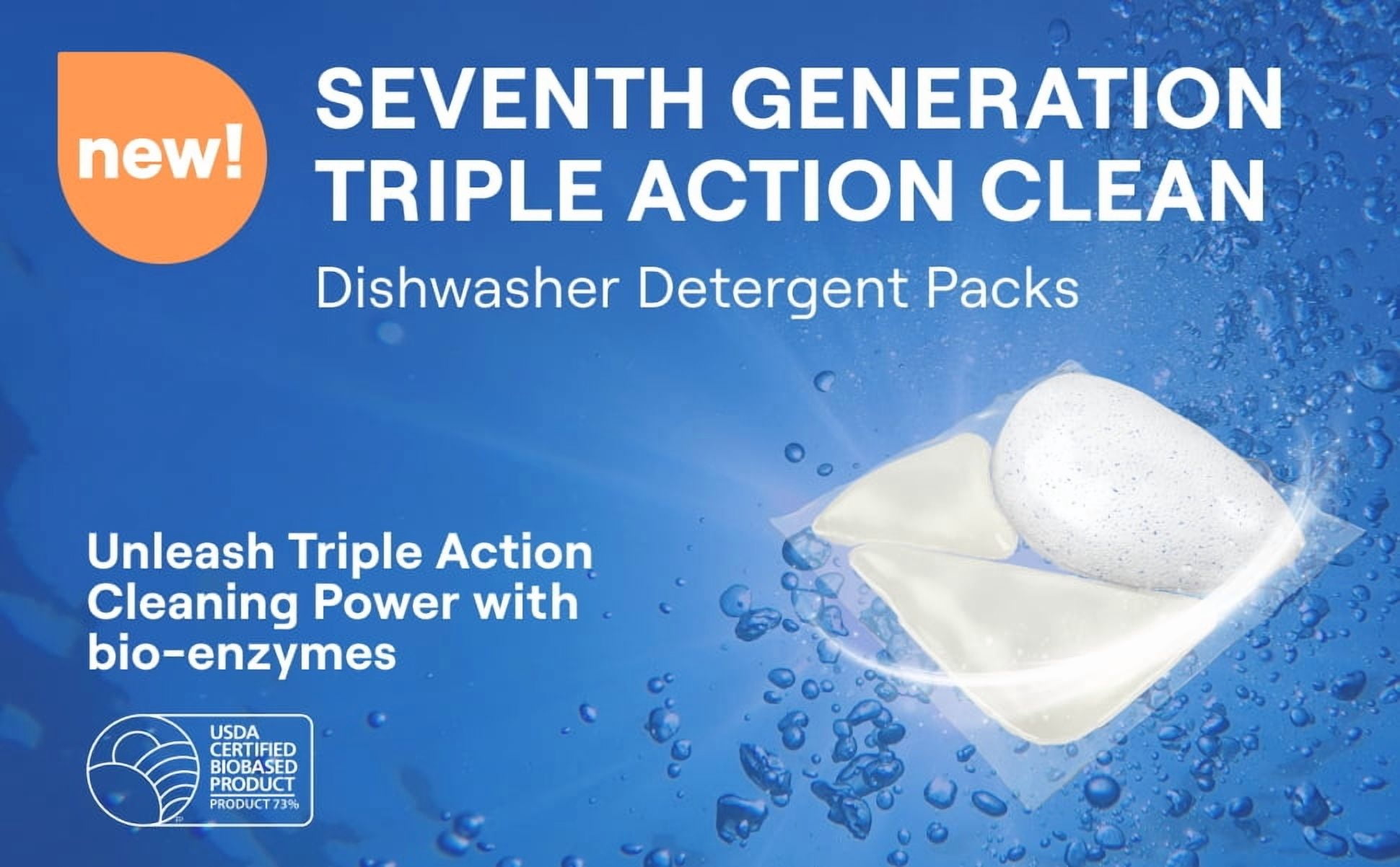 Seventh Generation Dishwasher Detergent, Fragrance Free, Triple Chamber Detergent Packs, 38ct