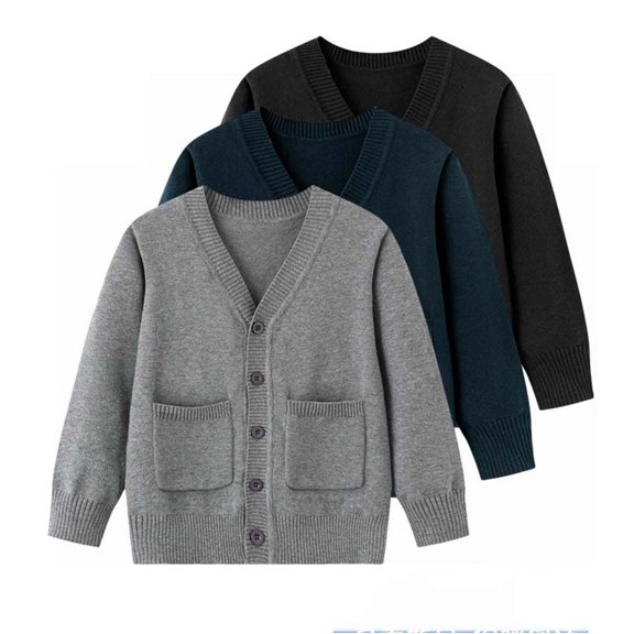 Abtuhar Toddler Boys Fall Winter Cardigan Sweater Coat Solid Long Sleeve Knit Outer Top