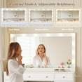 thumbnail image 3 of PUFFCAFE Makeup Vanity Desk with Mirror and Lights,47" White Vanity Table with Power Outlet & RGB Glass Cabinet,Large Dressing Table for Women Bedroom, 3 of 8