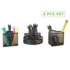 Mind Reader 3 Piece Mesh Pencil and Desk Accessories Organizer Set, Black