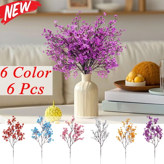 KOYPTL 6 Pcs Cherry Blossom Branches Artificial Flowers for Autumn Spring Summer Decoration Faux Cherry Blossom Long Stems Fall Silk Fake Flowers for Tall Vase Arrangements Home Wedding Table 15"
