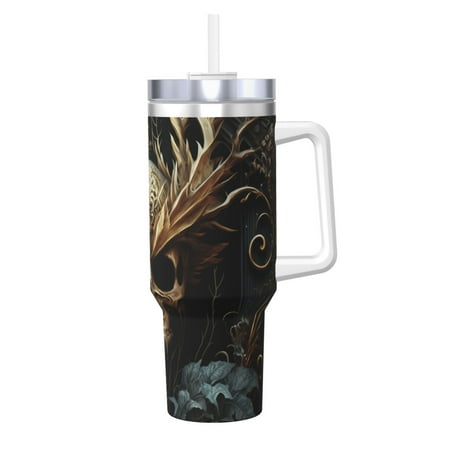 

Lukts Vintage Ornate Skull for 40OZ Ice Cup with Handle Stainless Steel Vacuum Insulated Cup Suitable for Indoor and Outdoor Activities