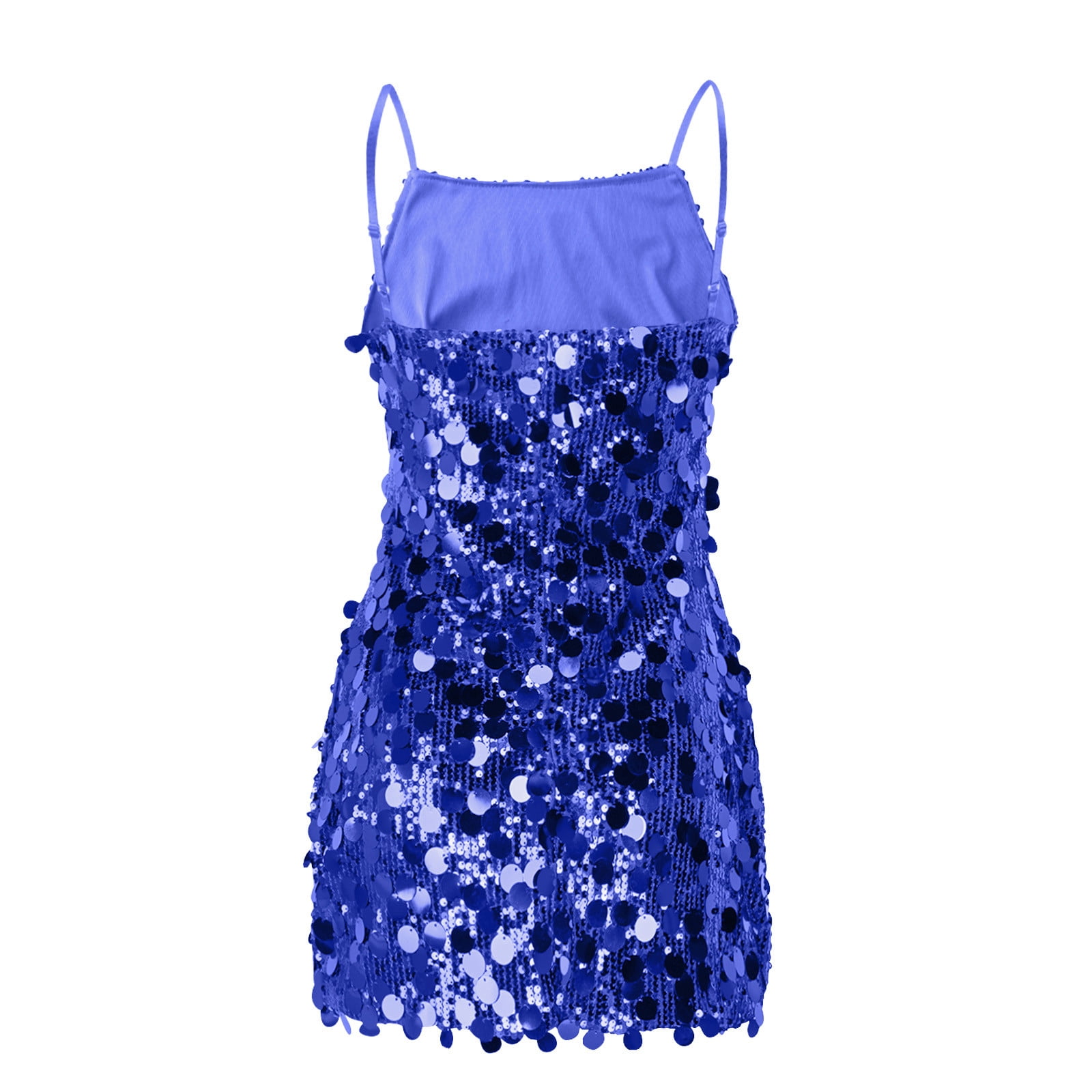 Women's Glitter Sequin Mini Dress Spaghetti Strap Sparkle Party Short Dresses