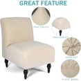 thumbnail image 4 of Armless Accent Slipper Chair Cover Slipcover,Stretch Spandex Removable Jacquard Fabric Non-Slip Silp Cover for Accent Chair Without Arms Furniture Protector for Living Dining Room(Beige, 1), 4 of 7