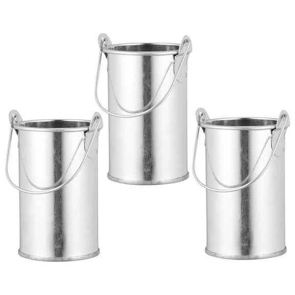 WORGEOUS  3 Pcs Flower Flowers Tin Vase Bucket for Storage Home Decor