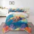 thumbnail image 3 of Homewish Kawaii Sea Turtle Queen Comforter Set for Boys, Ink Watercolor Bedding Sets, Ocean Marine Coral Reversible Bedding Comforter Set, Luxury Bedroom Decor, 3-Piece, 3 of 8