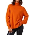 thumbnail image 2 of Suéter de cuello alto para mujer INSPIRE CHIC, tops para un guardarropa de invierno elegante, 2XL, naranja, 2 of 6