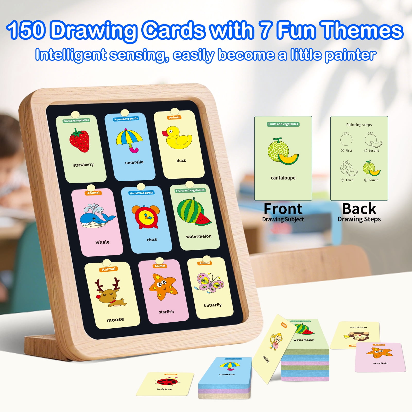 Sumsoltic Drawing Robot for Kids 150 Educational Cards Smart Drawing Robot Voice Interactive Partner Montessori Painting Toy for Boys & Girls Ages 3-8 Perfect for Birthdays Christmas and Learning Fun