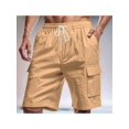 thumbnail image 2 of Cargo Shorts for Men Trendy Drawstring Elastic Waist Casual Shorts with Multi Pockets Workout Sport Outdoor Khaki L, 2 of 7