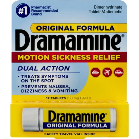 Dramamine Original Formula Dimenhydrinate Tablets Dual Action - 12 CT12.0 (Best For Motion Sickness On A Cruise)