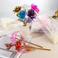 thumbnail image 4 of Uxcell 6 Pcs 24K Colorful Gold Rose, Artificial Roses Flowers Eternal Crystal Flower Gift for Mother's Day Thanksgiving Valentine's Day Anniversary Birthday Party, Rainbow White/Purple, 4 of 7