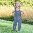 thumbnail image 3 of Odeerbi Toddler Girls Cute Jumpsuit Summer Breathable Overall Pants Kids Boys Fashion Imitation Denim Print Suspenders Romper Blue, 3 of 5