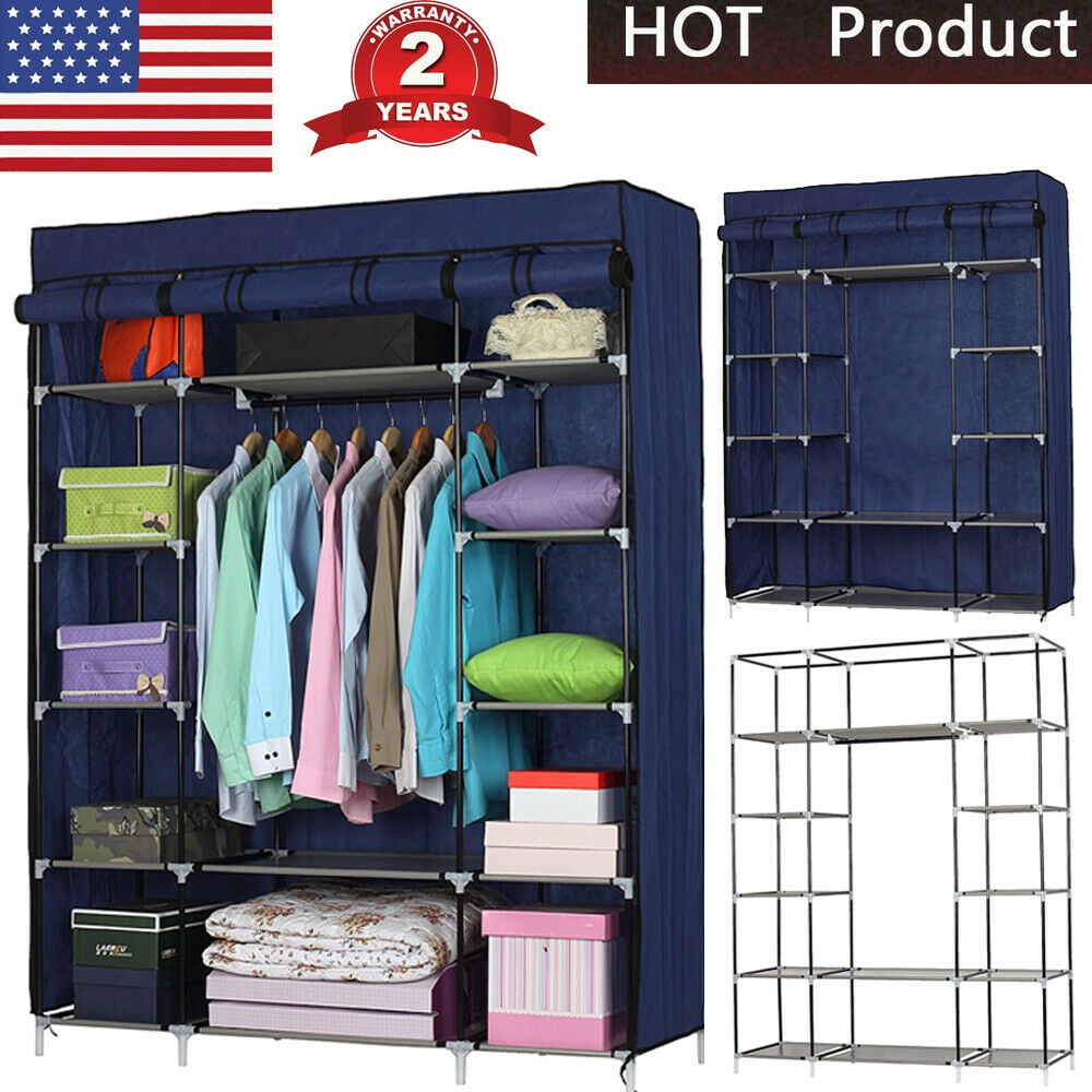 5-Layer Portable Closet Storage Organizer Wardrobe Clothes Rack Fabric US 